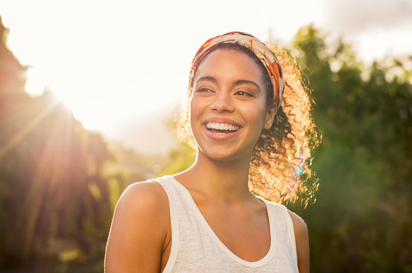 happy young woman smiling